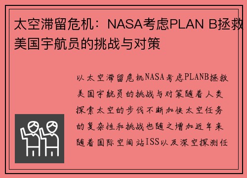 太空滞留危机：NASA考虑PLAN B拯救美国宇航员的挑战与对策